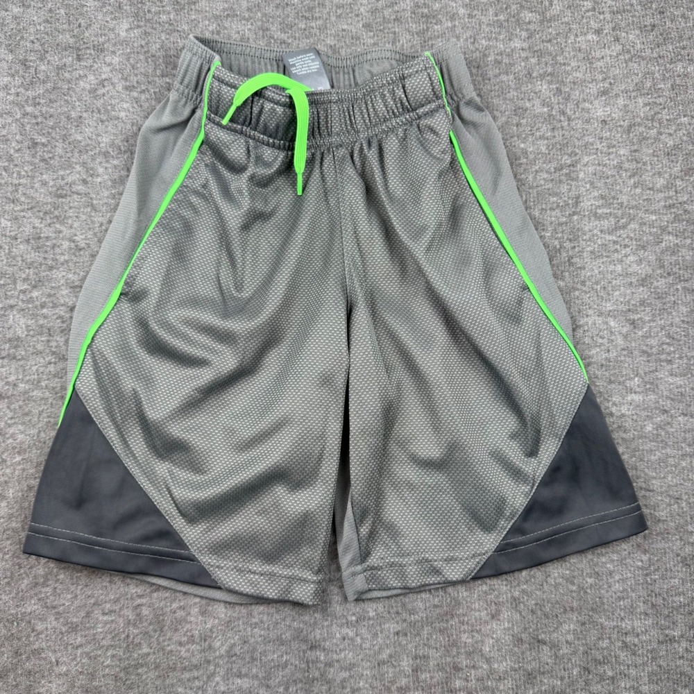 C9 Champion Athletic Shorts Kids XS 4-5 Gray‎ Neon Green Mesh Drawstring